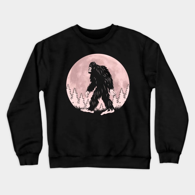 Bigfoot Moon Crewneck Sweatshirt by Tesszero